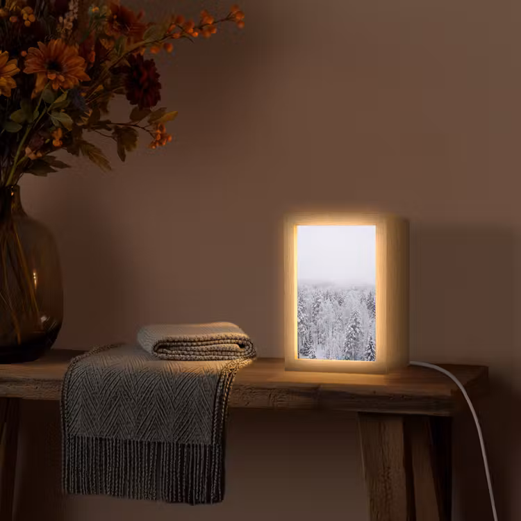 Bos - Sneeuw - Winter - Natuur - Wit Light Box met kabel (Tafellamp) klein -sfeer4