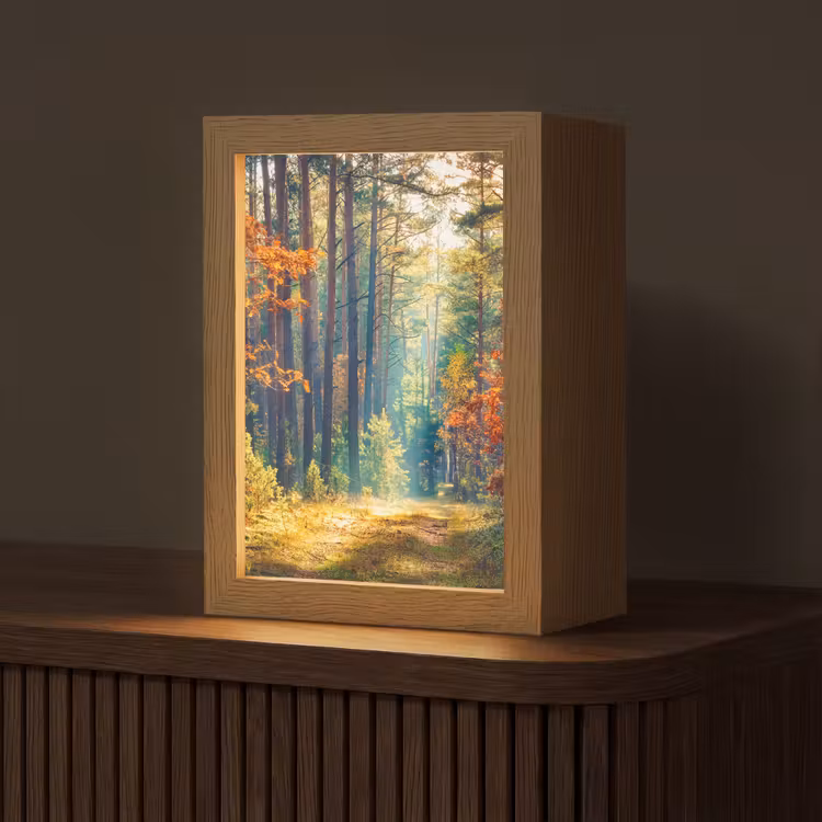 Bos - Zon - Natuur - Herfst Light Box met kabel (Tafellamp) klein -z3d_website