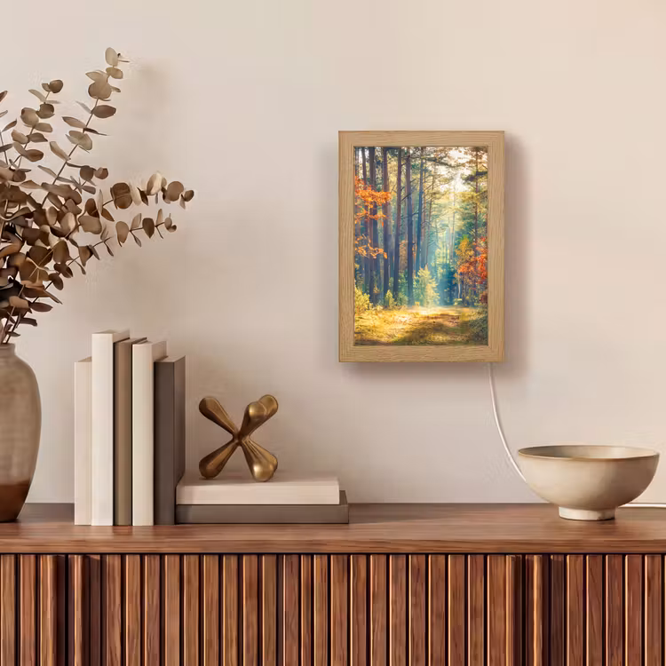 Bos - Zon - Natuur - Herfst Light Box met kabel (Tafellamp) klein -sfeer2