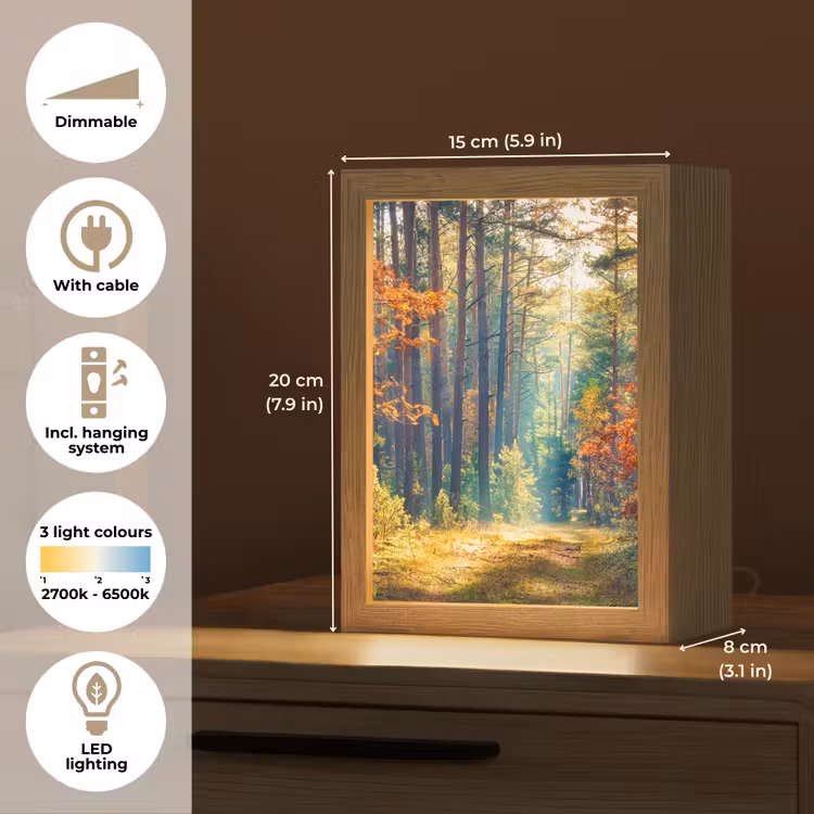 Bos - Zon - Natuur - Herfst Light Box met kabel (Tafellamp) klein -USP_EN