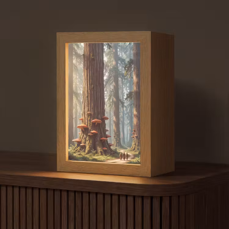 Table Lamp - Forest - Trees - Nature - Bos - Bomen - Natuur Light Box met kabel (Tafellamp) klein