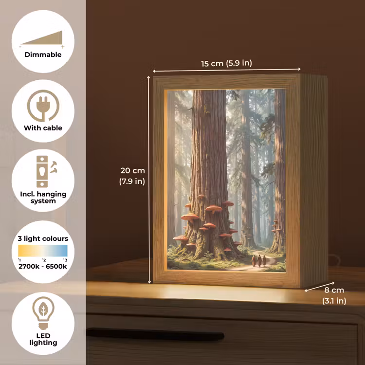 Table Lamp - Forest - Trees - Nature - Bos - Bomen - Natuur Light Box met kabel (Tafellamp) klein