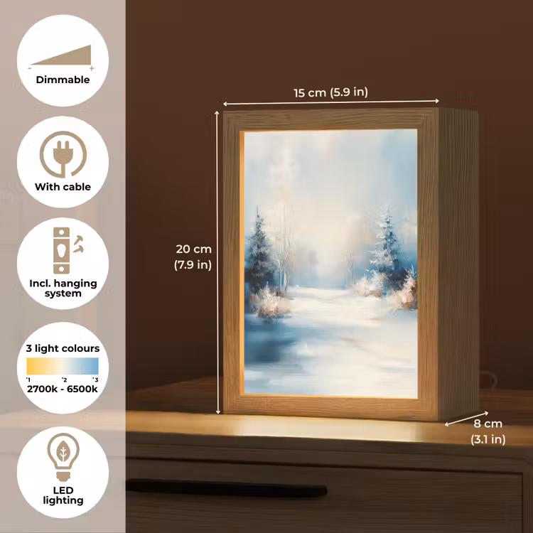 Bos - Winter - Natuur - Abstract - Sneeuw Light Box met kabel (Tafellamp) klein -USP_EN