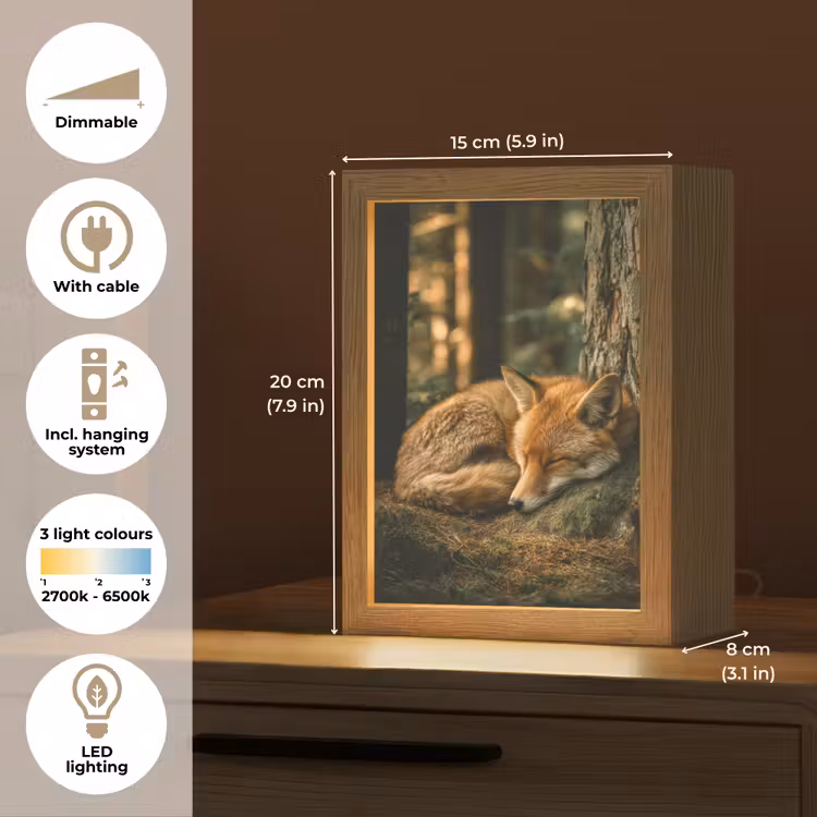 Vos - Bos - Slapen Light Box met kabel (Tafellamp) klein -USP_EN