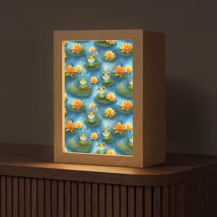 Kikker - Lelies - Groen Light Box met kabel (Tafellamp) klein 925 -z3d_website
