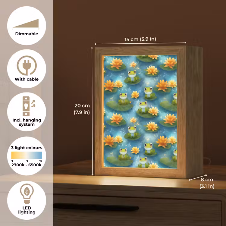 Kikker - Lelies - Groen Light Box met kabel (Tafellamp) klein 925 -USP_EN