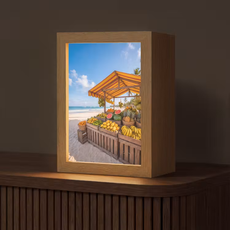 Table Lamp - Fruit - Beach - Tropical - Fruit - Strand - Tropisch Light Box met kabel (Tafellamp) klein