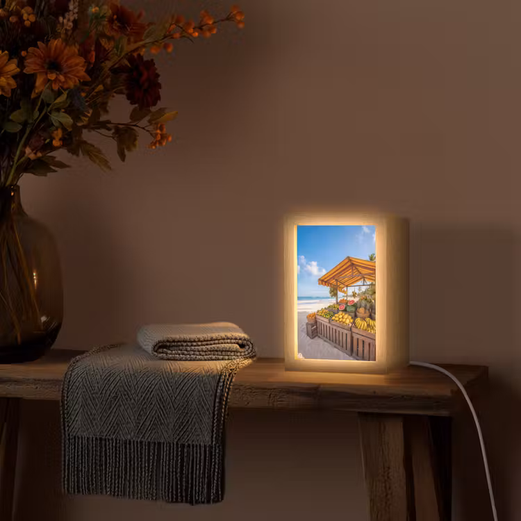 Table Lamp - Fruit - Beach - Tropical - Fruit - Strand - Tropisch Light Box met kabel (Tafellamp) klein