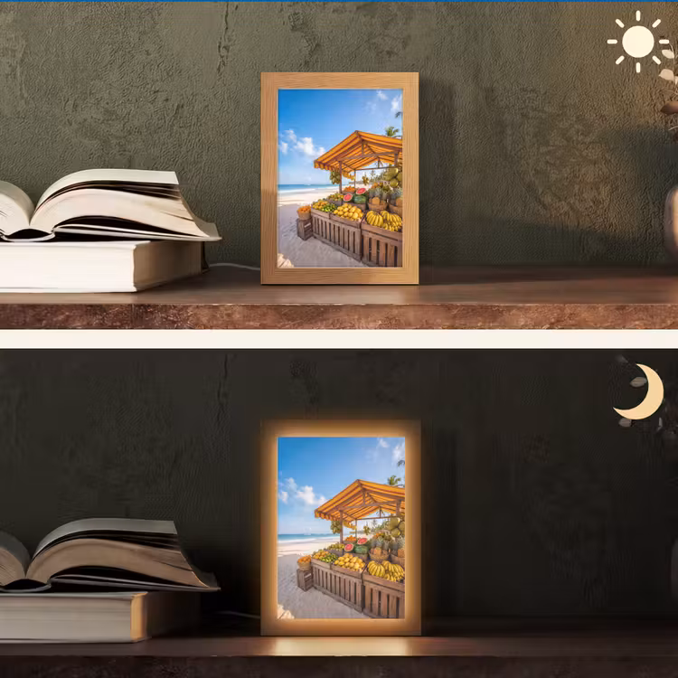 Table Lamp - Fruit - Beach - Tropical - Fruit - Strand - Tropisch Light Box met kabel (Tafellamp) klein