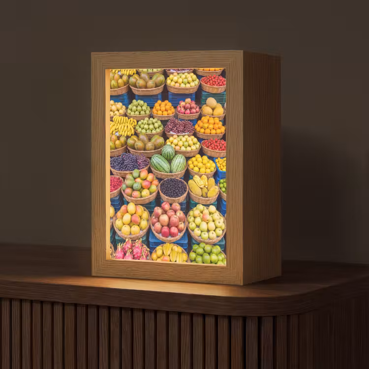 Table Lamp - Fruit - Market - Colorful - Fruit - Markt - Kleurrijk Light Box met kabel (Tafellamp) klein