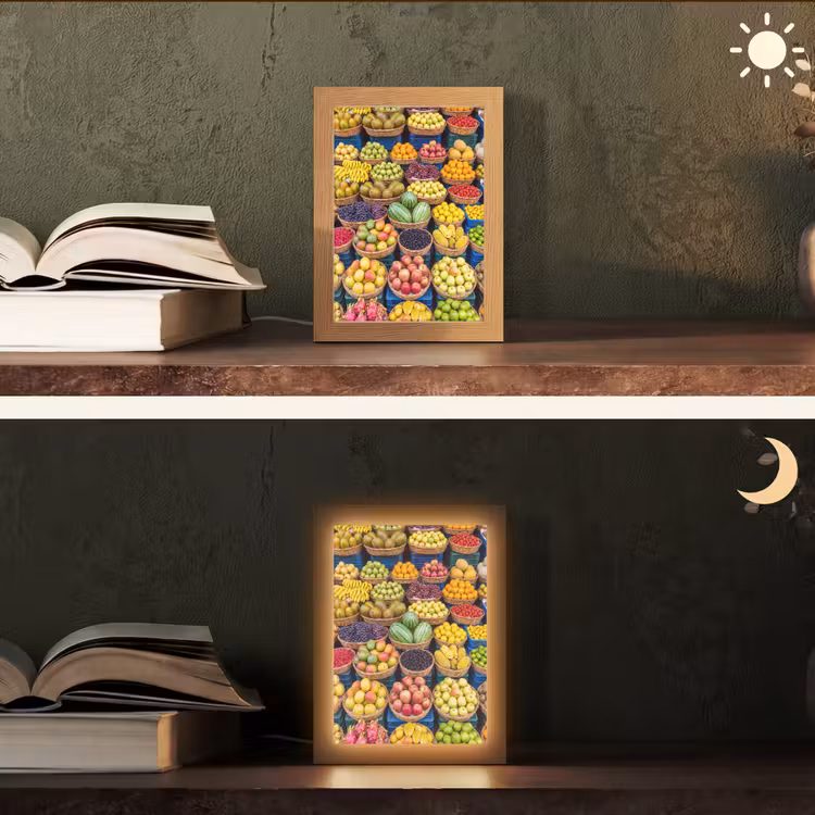Table Lamp - Fruit - Market - Colorful - Fruit - Markt - Kleurrijk Light Box met kabel (Tafellamp) klein
