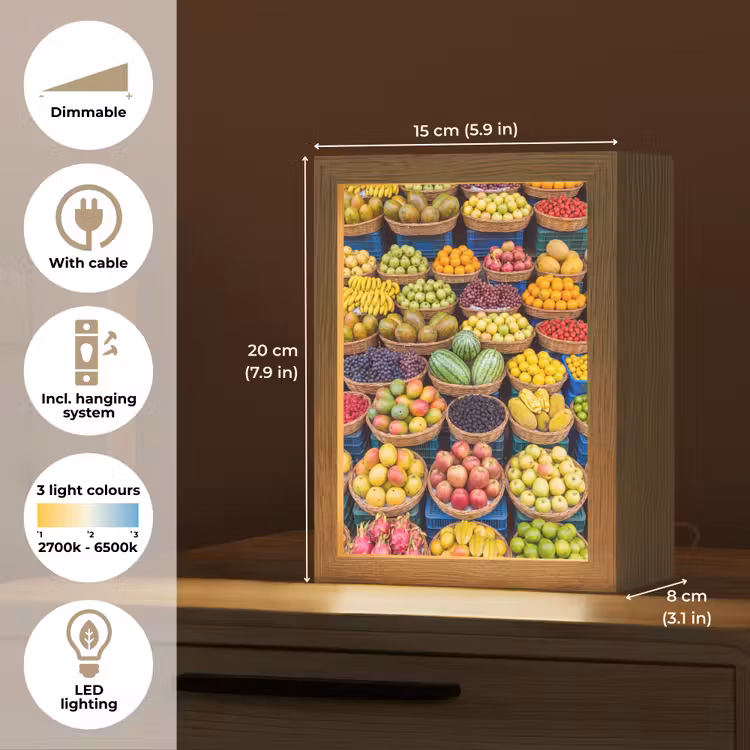 Table Lamp - Fruit - Market - Colorful - Fruit - Markt - Kleurrijk Light Box met kabel (Tafellamp) klein