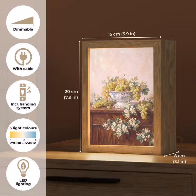 Table Lamp - Fruit - Still Life - Classical - Fruit - Stilleven - Klassiek Light Box met kabel (Tafellamp) klein