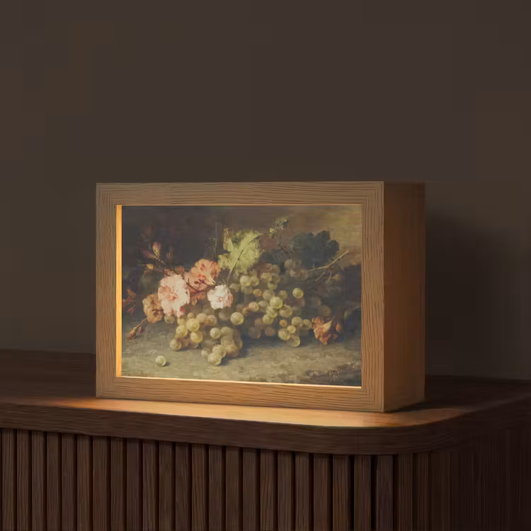 Fruit - Stilleven met druiven - Oude meesters Light Box met kabel (Tafellamp) klein -z3d_website