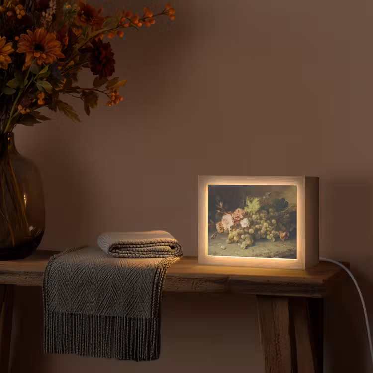 Fruit - Stilleven met druiven - Oude meesters Light Box met kabel (Tafellamp) klein -sfeer4