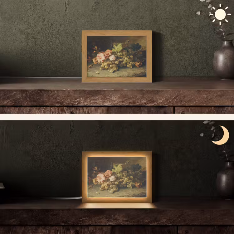 Fruit - Stilleven met druiven - Oude meesters Light Box met kabel (Tafellamp) klein -sfeer3