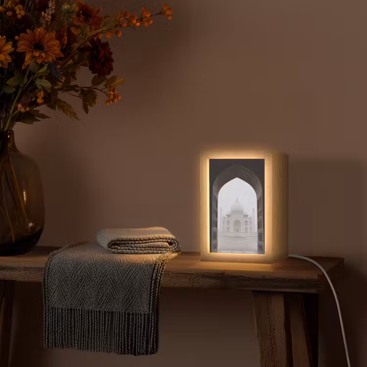Poort - Symmetrische koepel - Minaretten - Moskee Light Box met kabel (Tafellamp) klein -sfeer4