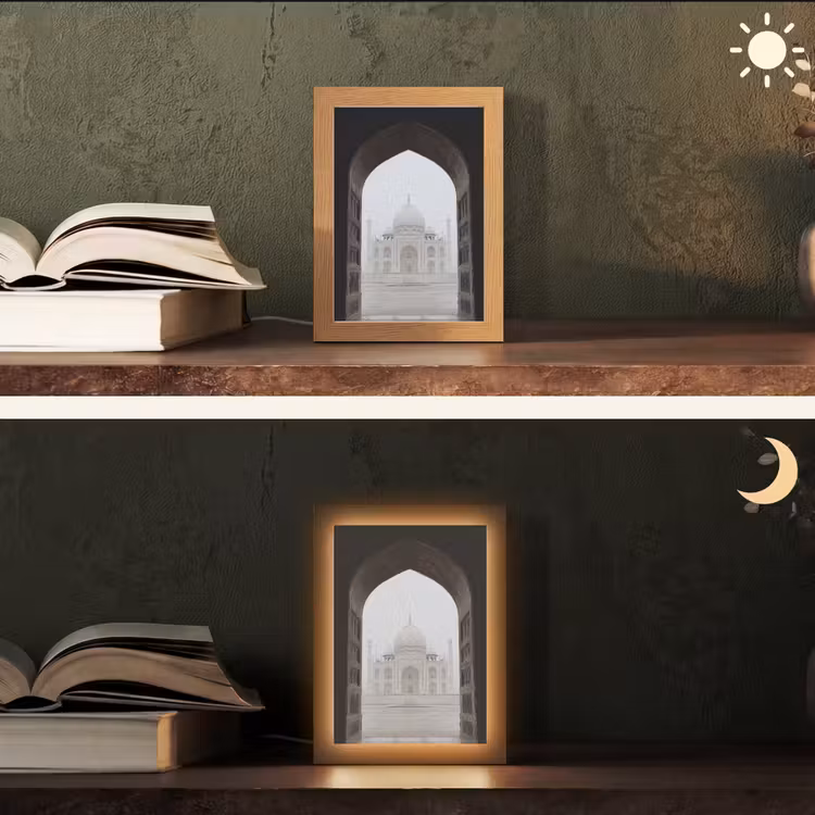 Poort - Symmetrische koepel - Minaretten - Moskee Light Box met kabel (Tafellamp) klein -sfeer3