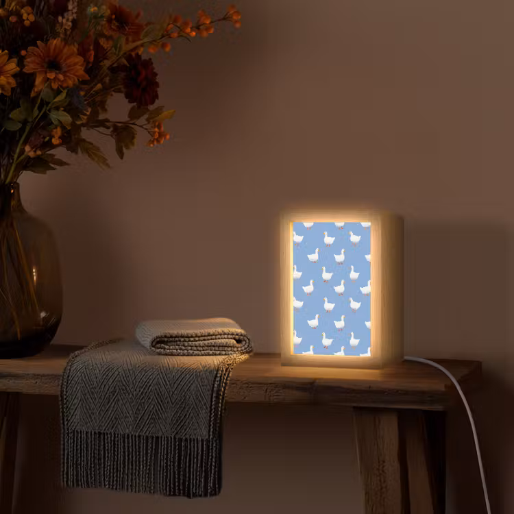 Ganzen - Elegant - Blauw Light Box met kabel (Tafellamp) klein 925 -sfeer4