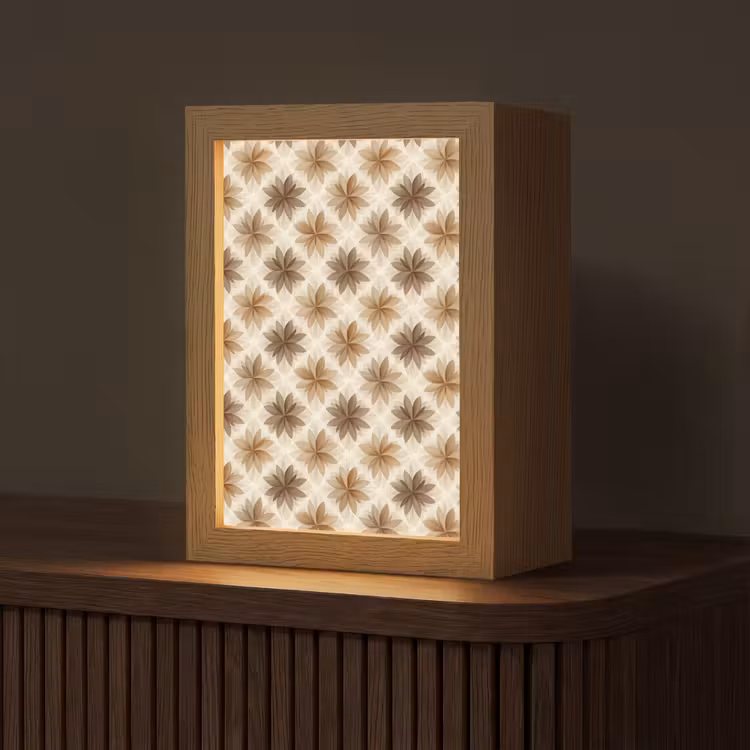 Geografisch - Patroon - Bruin Light Box met kabel (Tafellamp) klein 925 -z3d_website