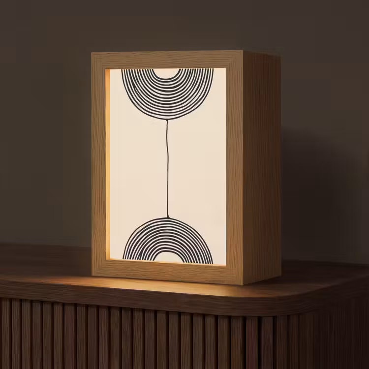 Geometrische bogen - Minimalistisch - Symmetrisch Light Box met kabel (Tafellamp) klein -z3d_website