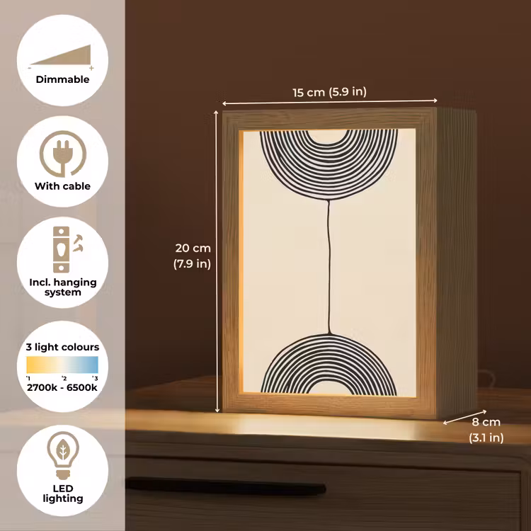 Geometrische bogen - Minimalistisch - Symmetrisch Light Box met kabel (Tafellamp) klein -USP_EN