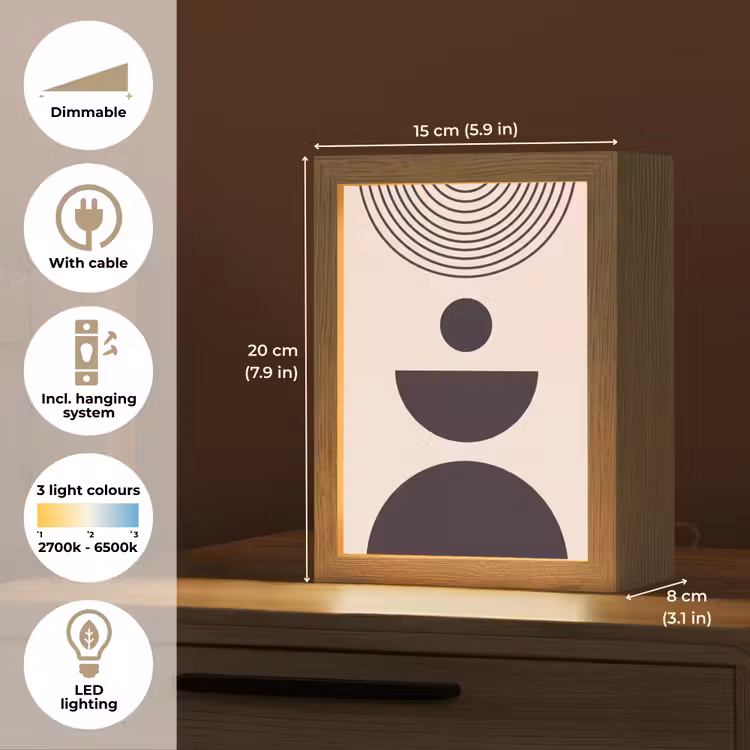 Table Lamp - Geometric Balance - Art - Geometrische balans - Kunst Light Box met kabel (Tafellamp) klein