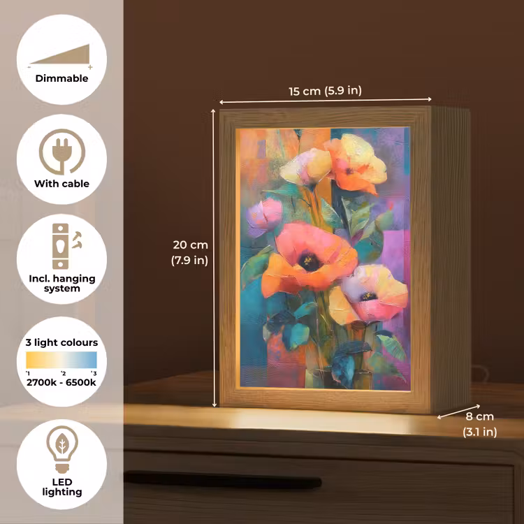 Geometrische kleurvlaken - Modern - Fantasiebloemen Light Box met kabel (Tafellamp) klein -USP_EN