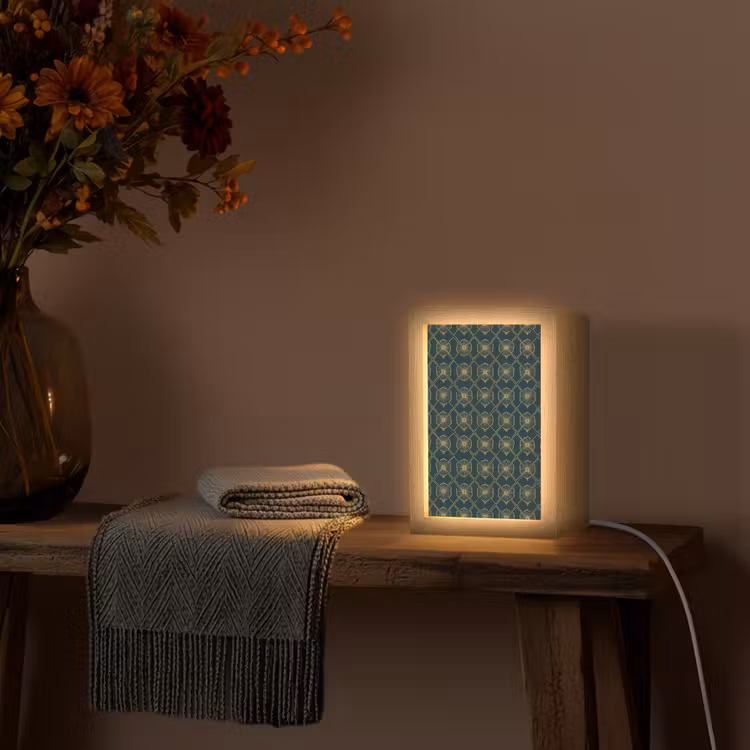 Geometrisch - Elegant - Groen Light Box met kabel (Tafellamp) klein 925 -sfeer4