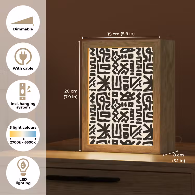 Geometrisch - Figuren - Zwart Light Box met kabel (Tafellamp) klein 925 -USP_EN