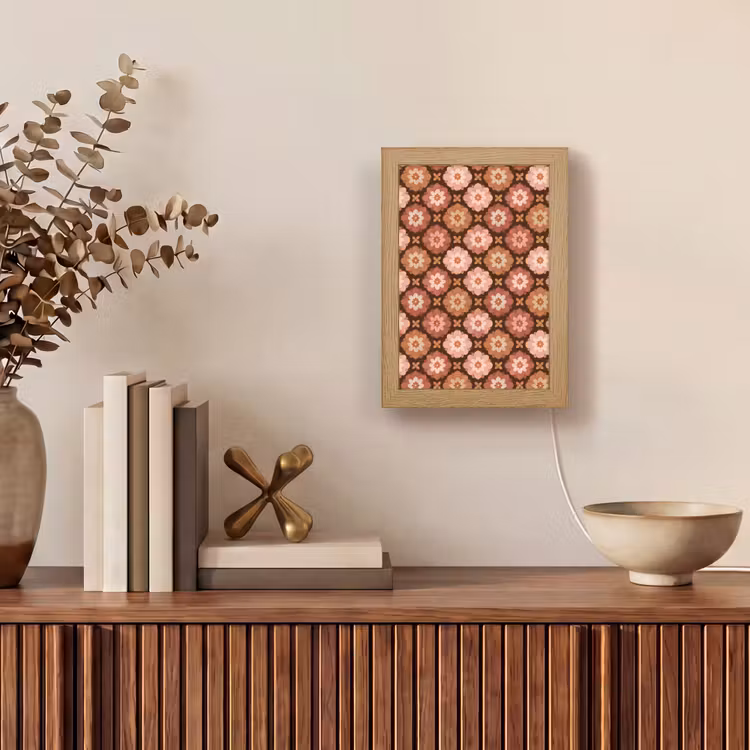 Geometrisch - Bloemen - Kleurrijk Light Box met kabel (Tafellamp) klein 925 -sfeer2