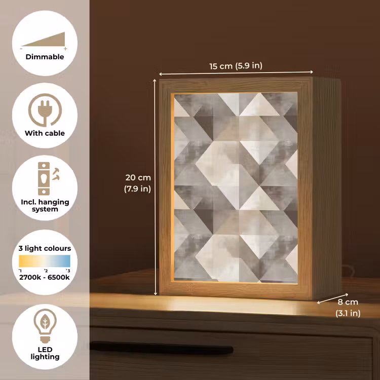 Geometrisch - Motief - Aardetinten Light Box met kabel (Tafellamp) klein 925 -USP_EN