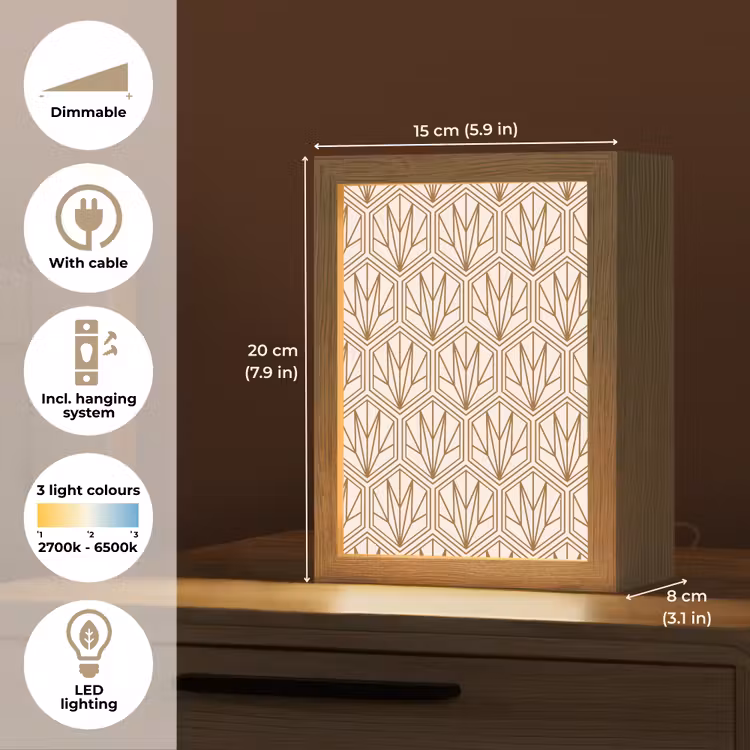 Geometrisch - Patroon - Beige Light Box met kabel (Tafellamp) klein 925 -USP_EN
