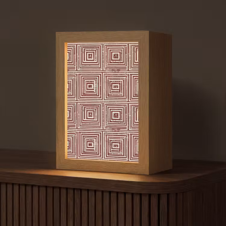 Geometrisch - Patroon - Rood Light Box met kabel (Tafellamp) klein 925 -z3d_website