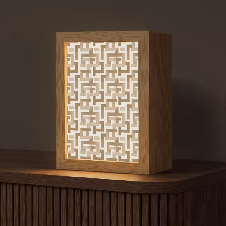 Geometrisch - Retro - Bruin Light Box met kabel (Tafellamp) klein 925 -z3d_website