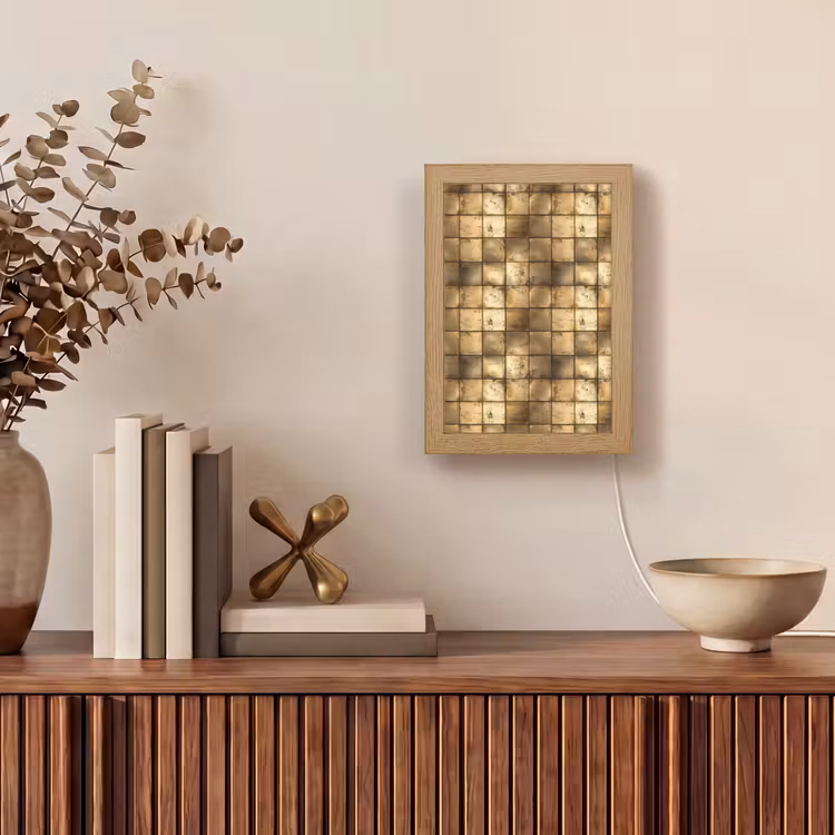 Geometrisch - Tegels - Goud Light Box met kabel (Tafellamp) klein 925 -sfeer2