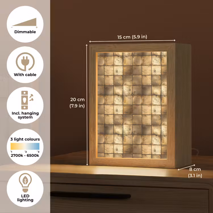 Geometrisch - Tegels - Goud Light Box met kabel (Tafellamp) klein 925 -USP_EN