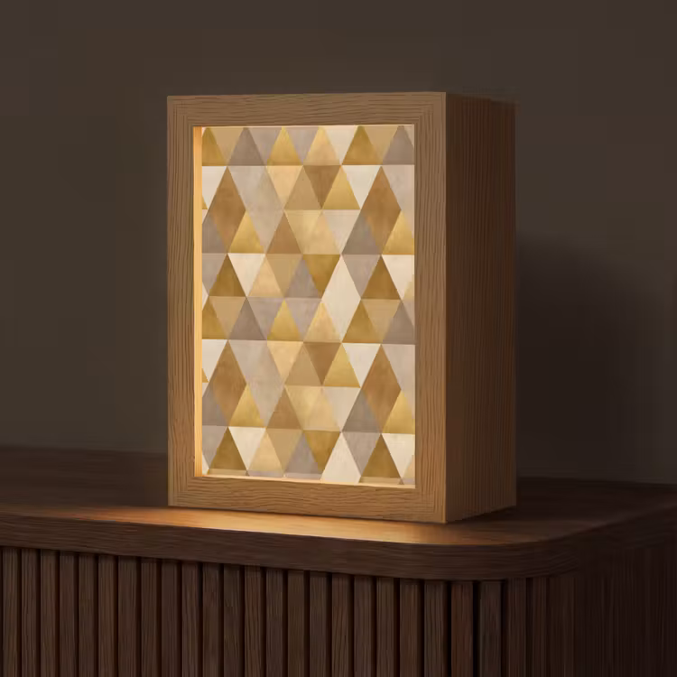 Geometrisch - Driehoek - Goud Light Box met kabel (Tafellamp) klein 925 -z3d_website