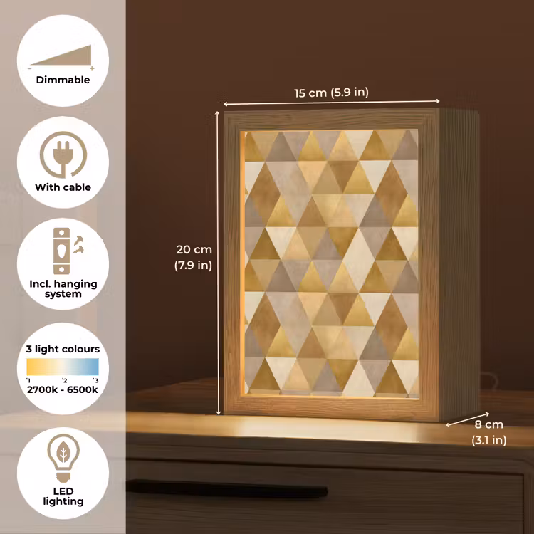 Geometrisch - Driehoek - Goud Light Box met kabel (Tafellamp) klein 925 -USP_EN