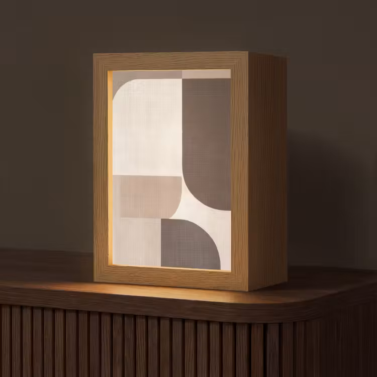 Geometrisch - Geweven structuur - Modern Light Box met kabel (Tafellamp) klein -z3d_website