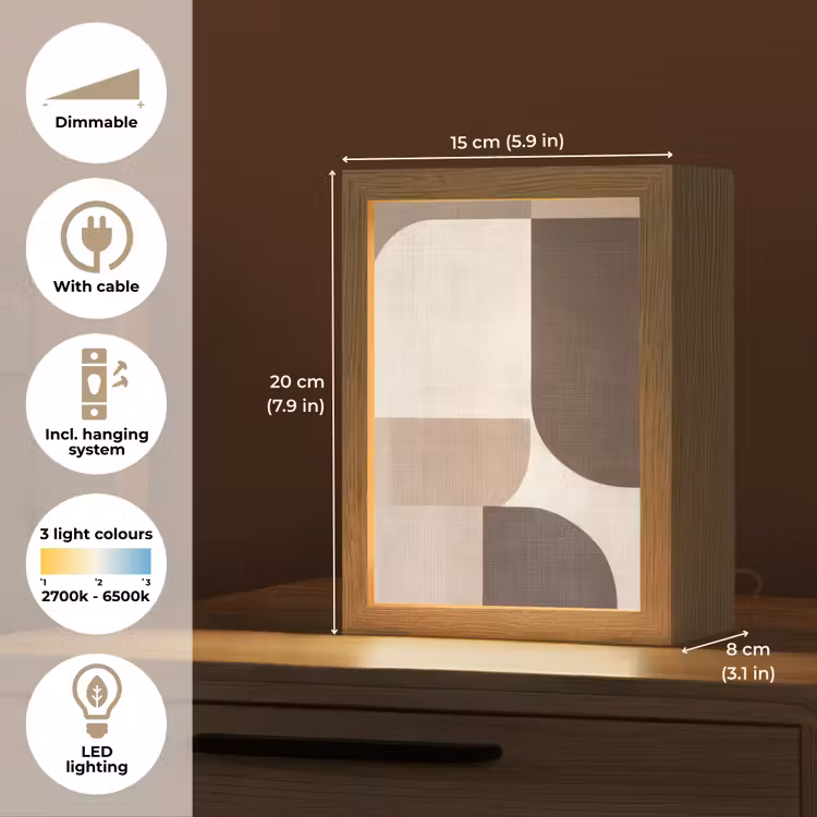 Geometrisch - Geweven structuur - Modern Light Box met kabel (Tafellamp) klein -USP_EN