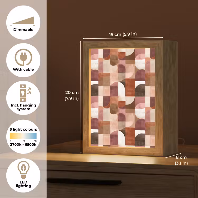 Geometrie - Modern - Retro Light Box met kabel (Tafellamp) klein 925 -USP_EN