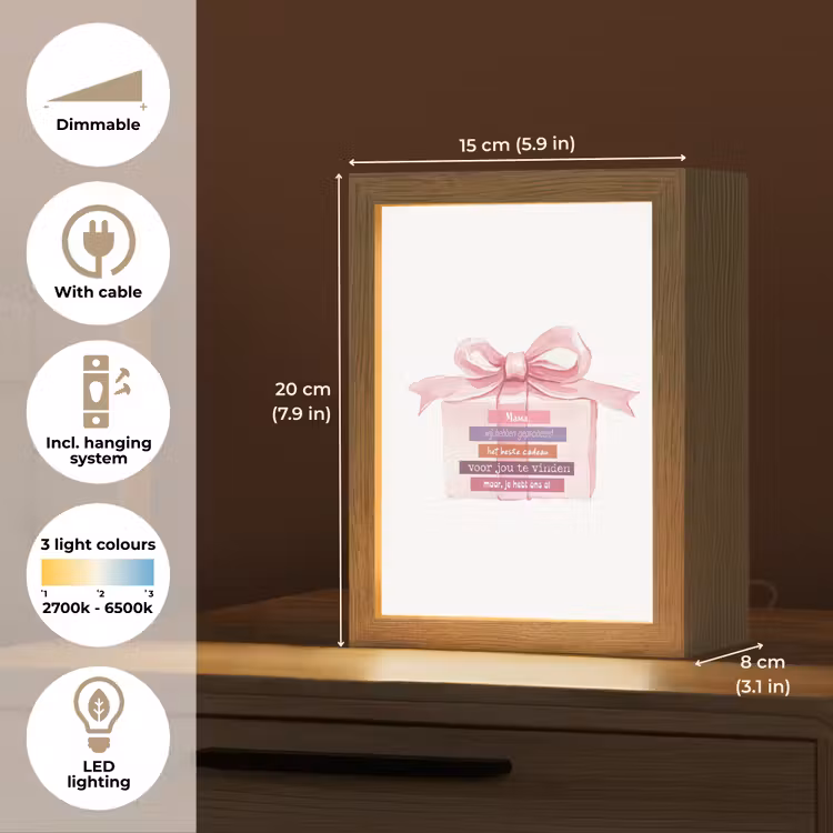Cadeau - Strik - Tekst - Roze Light Box met kabel (Tafellamp) klein -USP_EN