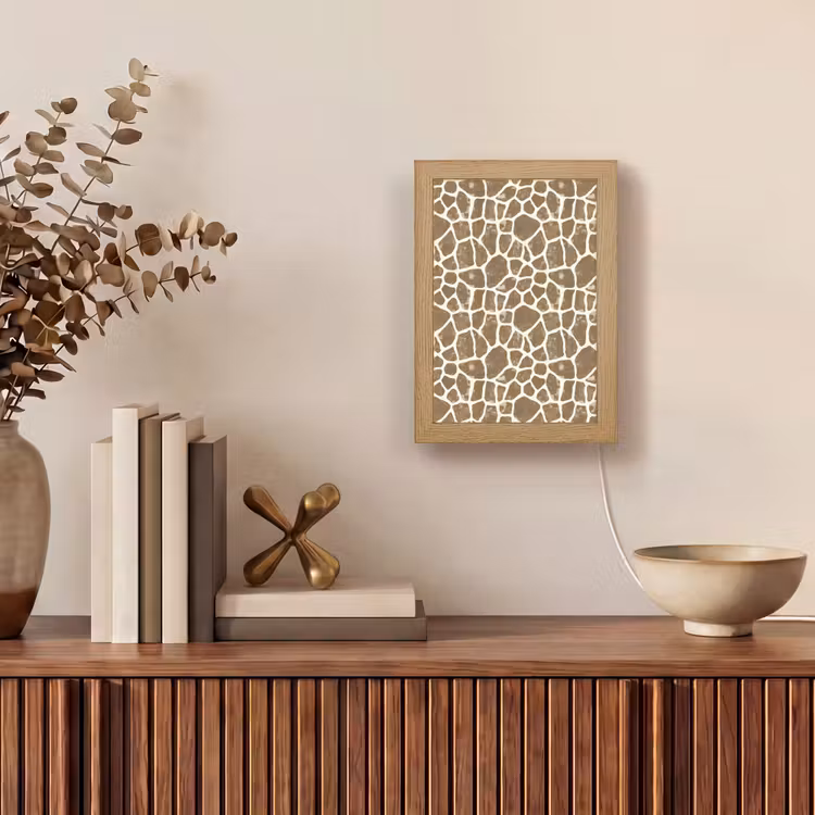 Giraf - Klassiek - Bruin Light Box met kabel (Tafellamp) klein 925 -sfeer2