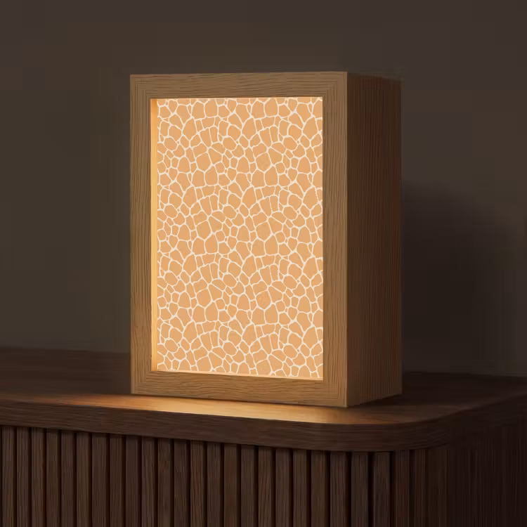 Giraf - Oranje - Patroon Light Box met kabel (Tafellamp) klein 925 -z3d_website