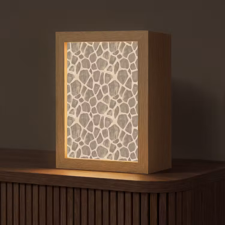 Giraf - Patroon - Beige - Bruin Light Box met kabel (Tafellamp) klein 925 -z3d_website