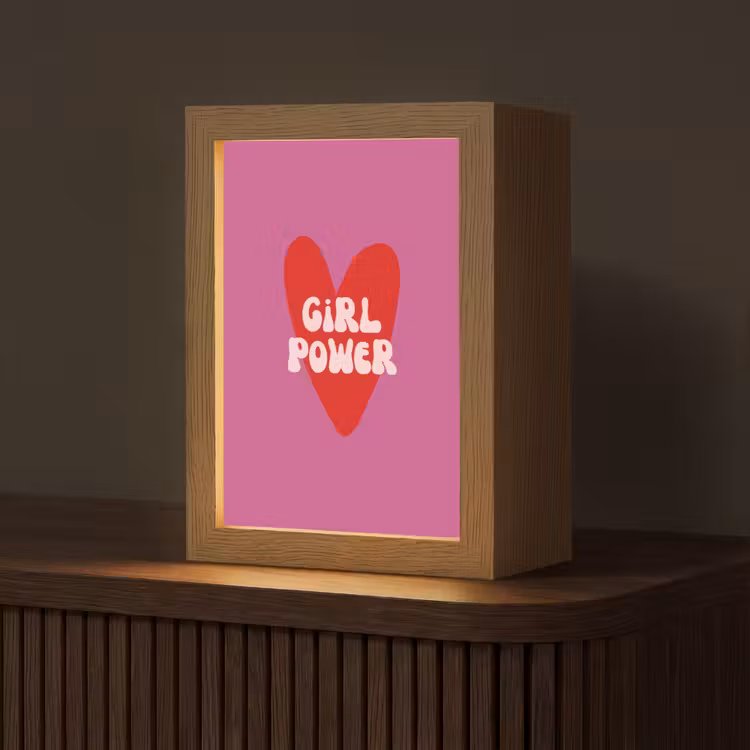 Girl power - Hart - Roze - Rood Light Box met kabel (Tafellamp) klein -z3d_website