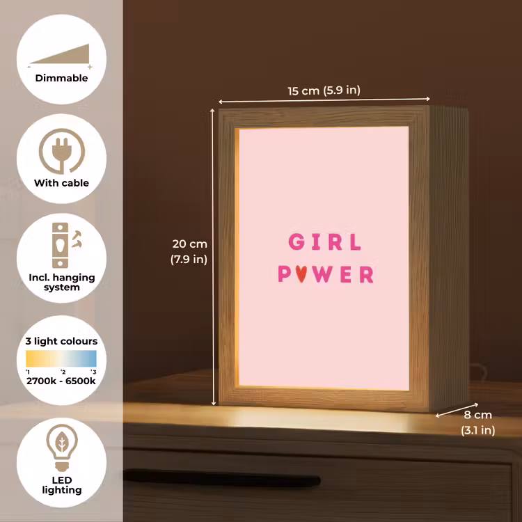 Girl power - Roze - Hartje Light Box met kabel (Tafellamp) klein -USP_EN