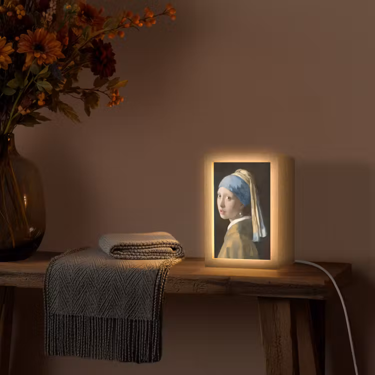 Meisje met de parel - Schilderij - Oude meesters - Vermeer Light Box met kabel (Tafellamp) klein -sfeer4