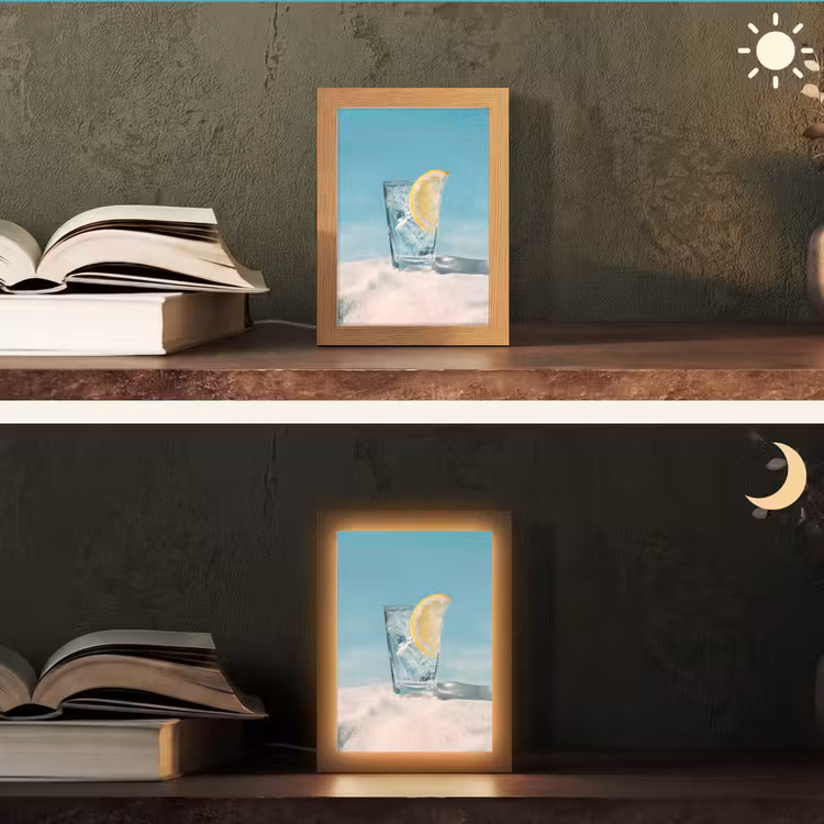 Glas - ijsblokjes - Citroen Light Box met kabel (Tafellamp) klein -sfeer3